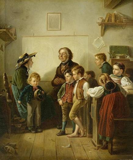 Benjamin I Vautier Benjamin Vautier. The First School Lesson. 1870 .